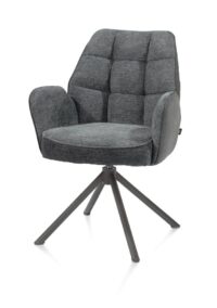 Bell, chaise à accoudoirs - piétement tubulaire graphite - pivotante - confort ressorts - combi Calabria/Vada - Anthracite - Image 2