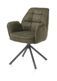 Bell, chaise à accoudoirs - piétement tubulaire graphite - pivotante - confort ressorts - tissu Calabria - vert mousse - Image 2