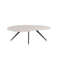 Saluti, eetkamertafel organisch 210 x 120 cm. - 4 poot - rough off black - Light sand