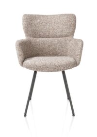 Sage, chaise &agrave; accoudoirs - 4 pieds graphite - tissu Luton - cuivre