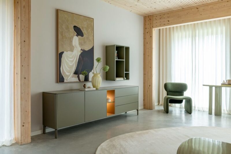 Trentino, Wand-Element 85 Cm. - Mdf Gelakt - Olijf - Afbeelding 2