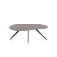Saluti, eetkamertafel organisch 180 x 120 cm. - 4 poot - rough off black - Lava