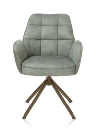 Bell, chaise à accoudoirs - piétement tubulaire steelbrown - pivotante - confort ressorts - tissu Calabria - Olive