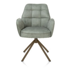 Bell, chaise à accoudoirs - piétement tubulaire steelbrown - pivotante - confort ressorts - tissu Calabria - Olive