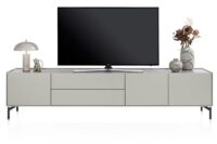 Noon, lowboard 240 cm - 3-deuren + 2-laden - bovenblad in HPL light grey