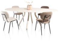 Lund, table ronde 140 cm. - stone-skin - pied cone - Noir nebbia - Image 3