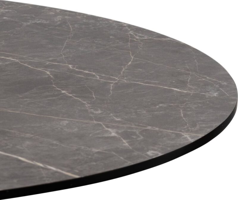 Brest Table De Bistrot Marble Light Grey D80Cm - Noir - Image 2