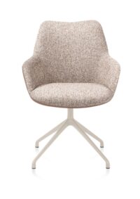 Mats, armstoel aluminium frame 4-poots - draaibaar creme - Pala cognac + Luton koper