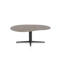 Saluti, eetkamertafel organisch 180 X 120 cm. - centrale teenpoot - rough off black - Lava