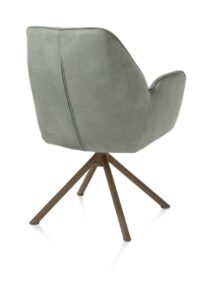 Bell, chaise à accoudoirs - piétement tubulaire steelbrown - pivotante - confort ressorts - tissu Calabria - Olive - Image 3