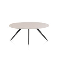 Saluti, eetkamertafel ellips 180 x 105 cm. - 4 poot - rough off black - Light sand