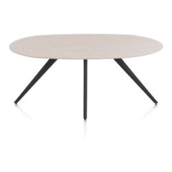 Saluti, table ellipse 180 x 105 cm. - 4 pieds - rough off black - Light sand