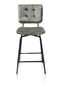 Manou, chaise de bar - off black - tissu Karese - Olive