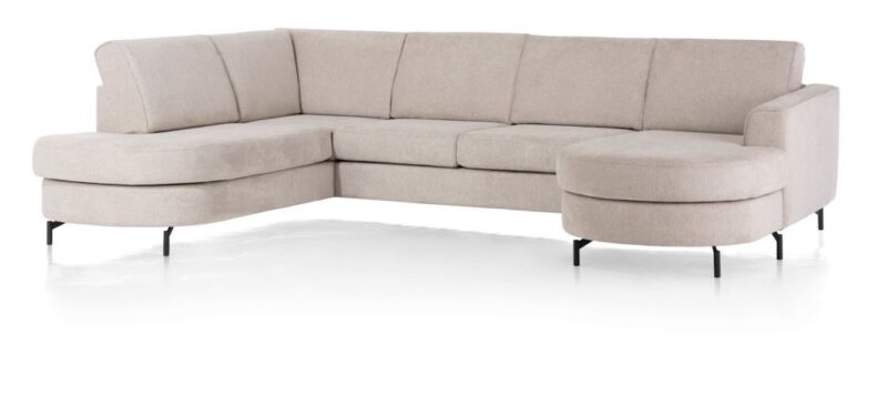 Alcona, U-Bank Afgerond Links - Stof Vada - Beige - Afbeelding 2