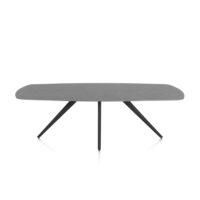 Saluti, eetkamertafel ovaal 240 x 110 cm. - 4-pootjes - rough off black - Antraciet