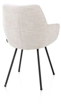 Mats, chaise &agrave; accoudoirs - 4 pieds - rough off black - tissu Luton - Creme - Image 2