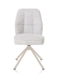 Bell, chaise - piétement tubulaire crème - pivotante - confort ressorts - combi Calabria/Vada - Caillou