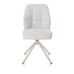 Bell, eetkamerstoel - creme frame recht - draaibaar - pocket - combi Calabria/Vada - Kiezel