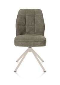 Bell, chaise - piétement tubulaire crème - pivotante - confort ressorts - combi Calabria/Vada - vert mousse