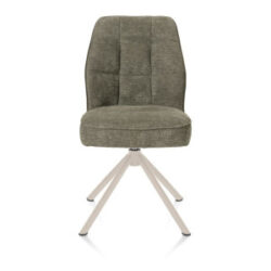 Bell, chaise - piétement tubulaire crème - pivotante - confort ressorts - combi Calabria/Vada - vert mousse