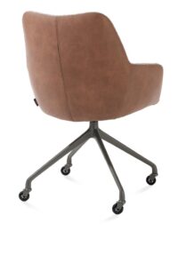 Mats, armstoel aluminium frame wielen grafiet - combi Pala cognac + Luton koper - Afbeelding 2