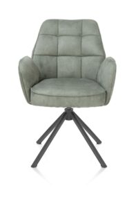 Bell, chaise à accoudoirs - piétement tubulaire graphite - pivotante - confort ressorts - tissu Calabria - Olive
