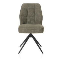 Bell, eetkamerstoel - rough offblack frame - draaibaar - relax - pocket - combi Calabria/Va - mosgroen