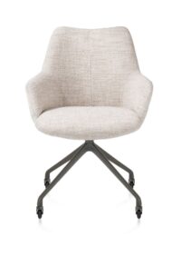 Mats, armstoel aluminium frame wielen grafiet - stof Luton crème - Creme