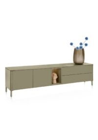 Trentino, Lowboard 210 cm. - 2-deuren + 2-laden + 1-niche - mdf gelakt - Olijf - Afbeelding 2