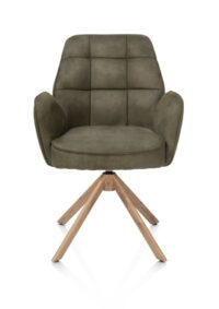 Bell, armstoel - eikenprint frame - draaibaar - pocket - stof Calabria - mosgroen