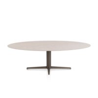 Saluti, eetkamertafel ellips 240 X 110 cm. - centrale teenpoot - steelbrown - Light sand