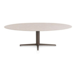 Saluti, table ellipse 240 X 110 cm. - pied central - steelbrown - Light sand