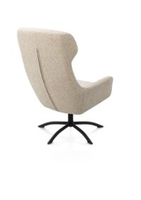 Lomi, fauteuil pivotant avec repose-pieds, tissu beige Cloudy, pied en m&eacute;tal noir - Image 2