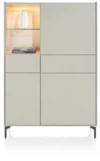 Noon, bergkast 120 cm - 3-deuren + 2-laden (+ LED) - geheel silk grey