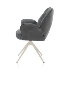 Bell, chaise à accoudoirs - piétement crème - pivotante - relax - confort ressorts - combi Calabria/Vada - Anthracite - Image 3