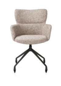 Sage, armstoel + wielen - alu frame in rough off black - stof Luton - koper