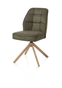 Bell, chaise - piétement aspect chêne - pivotante - confort ressorts - tissu Calabria - vert mousse - Image 2