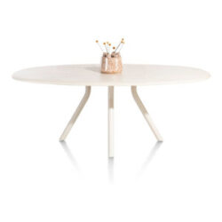 Lund, table ovale 210 x 120 cm. - stone-skin - pied central long - Nebbia