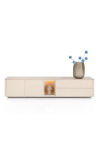 Trentino, Lowboard 210 cm. - 2-deuren + 2-laden + 1-niche - mdf gelakt - Creme