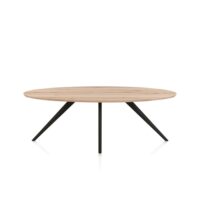 Arvada, Table à manger 220 x 110 cm, ellipse, 4 pieds - Rough off black