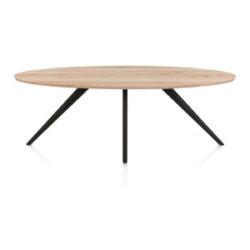 Arvada, Table à manger 220 x 110 cm, ellipse, 4 pieds - Rough off black
