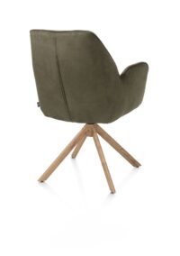 Bell, armstoel - eikenprint frame - draaibaar - pocket - combi Calabria/Vada - mosgroen - Afbeelding 3