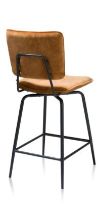 Manou, chaise de bar - off black - tissu Karese - Jaune ocre - Image 3