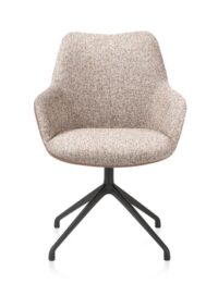 Mats, armstoel aluminium frame 4-poots - draaibaar rough off black - combi Pala cognac + Luton koper