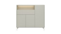 Noon, dressette 148 cm - 3-deuren + 1-lade + 1-niche (+ LED) - geheel silk grey - Afbeelding 3