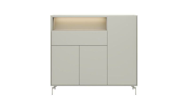 Noon, Dressette 148 Cm - 3-Deuren + 1-Lade + 1-Niche (+ Led) - Geheel Silk Grey - Afbeelding 3