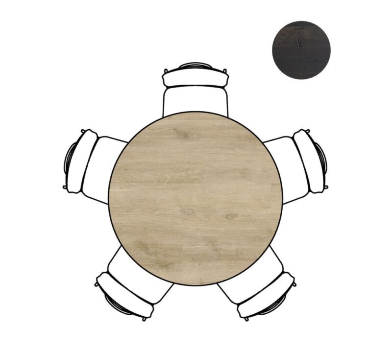 Arvada, Tafel 125 Cm. - Rond - Centrale Poot Nebbia - Naturel Nebbia - Afbeelding 2