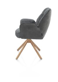 Bell, chaise à accoudoirs - piétement aspect chêne - pivotante - confort ressorts - combi Calabria/Vada - Anthracite - Image 3