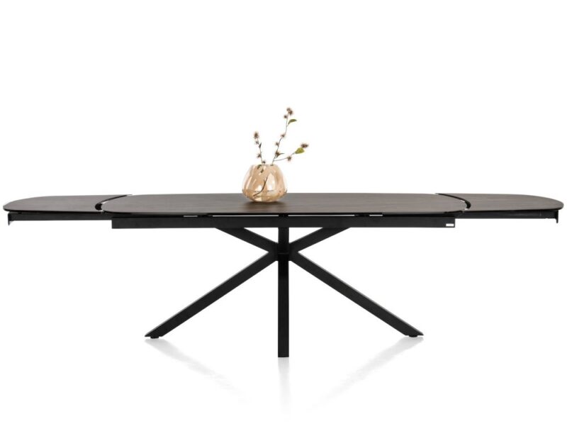 Montello, Uitschuiftafel 200 X 100 Cm. (+ 2 X 50) - Centrale Poot - Keramiek Blad - Zwart - Afbeelding 2