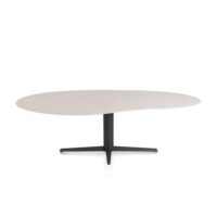 Saluti, eetkamertafel organisch 240 X 120 cm. - centrale teenpoot - rough off black - Light sand